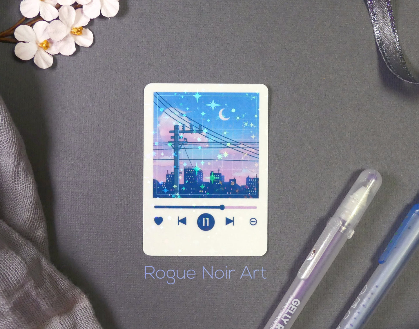Holographic Lofi Sticker: Aesthetic Music Player