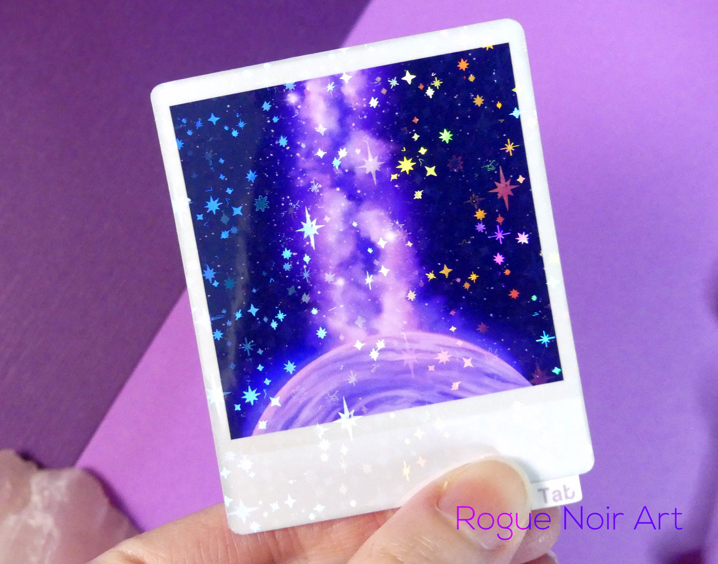 Holographic Aesthetic Sticker: Purple Galaxy