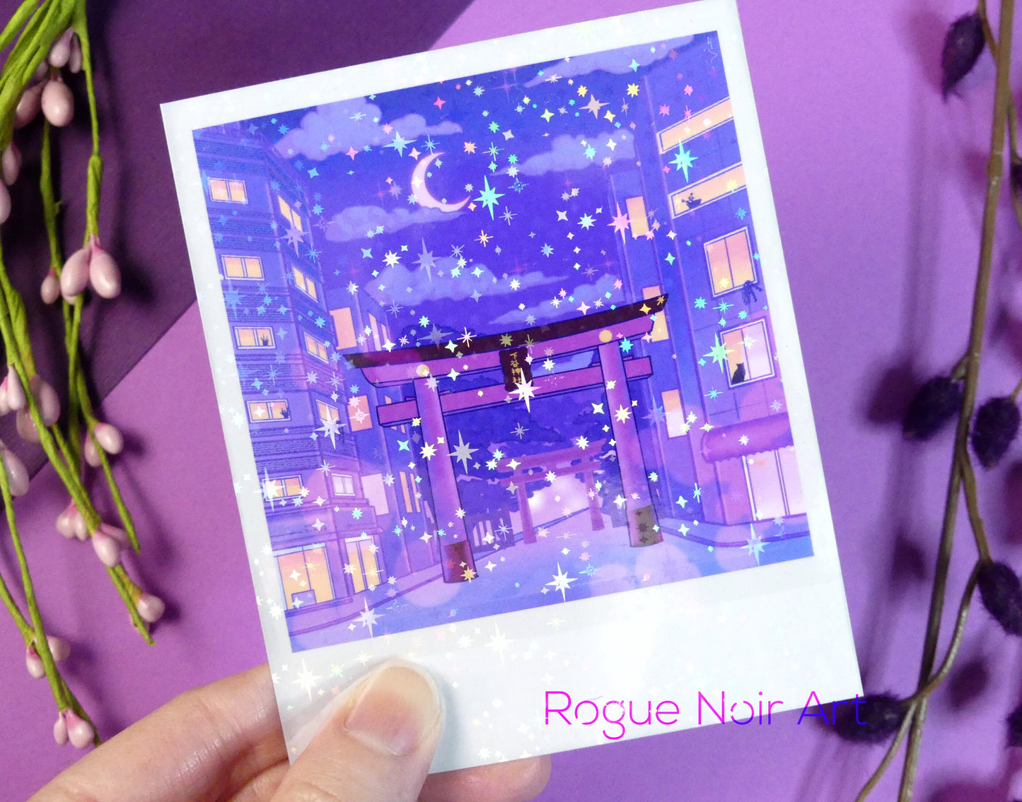 Holographic Polaroid Art Print: Tokyo Torii Gate