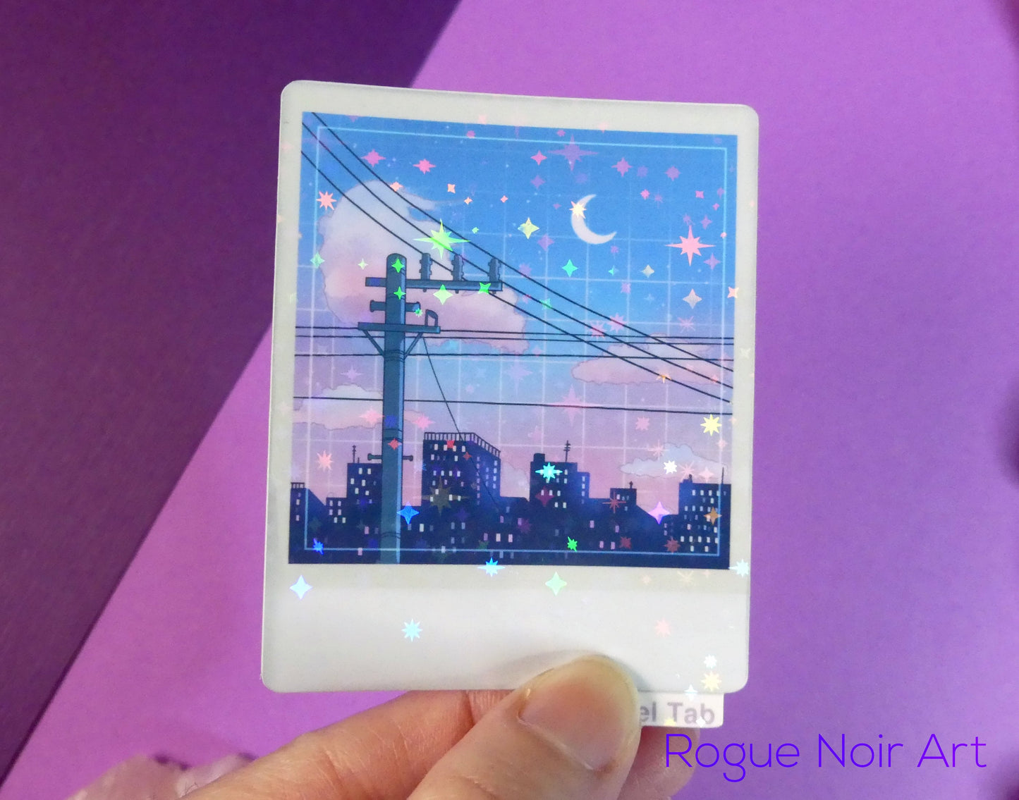 Holographic Polaroid Sticker - Lofi City