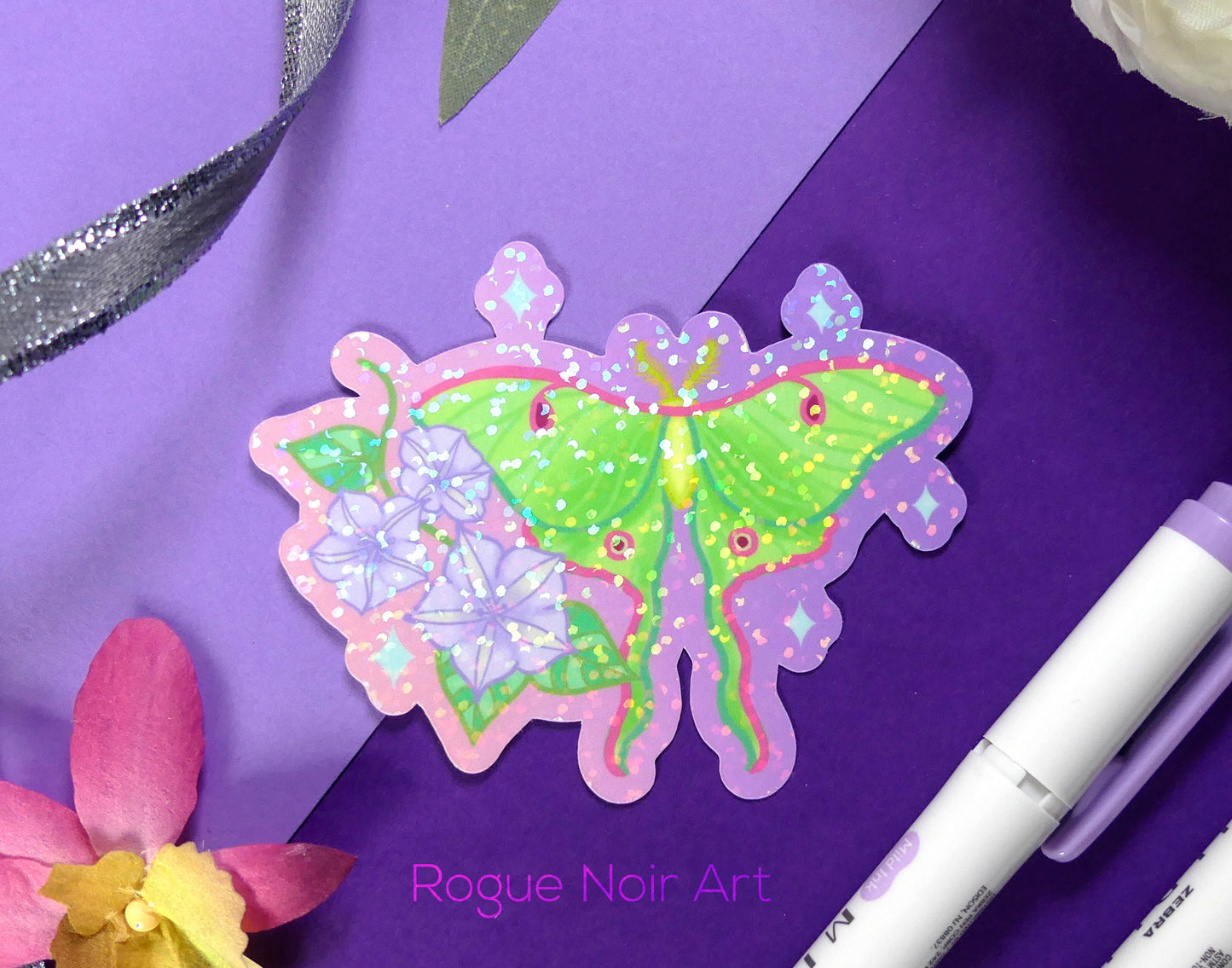 Holographic Luna Moth Sticker