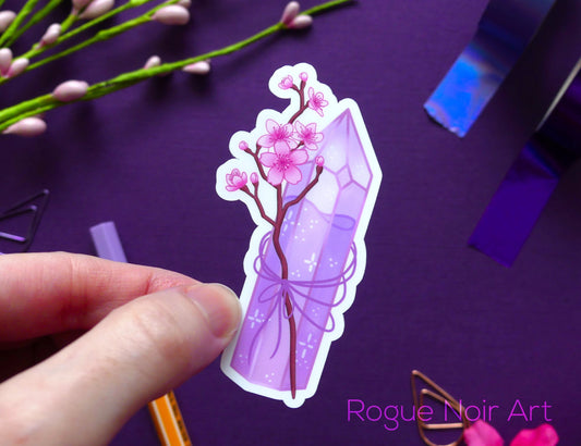 Crystal and Sakura Die Cut Sticker | Holographic or Matte Finish